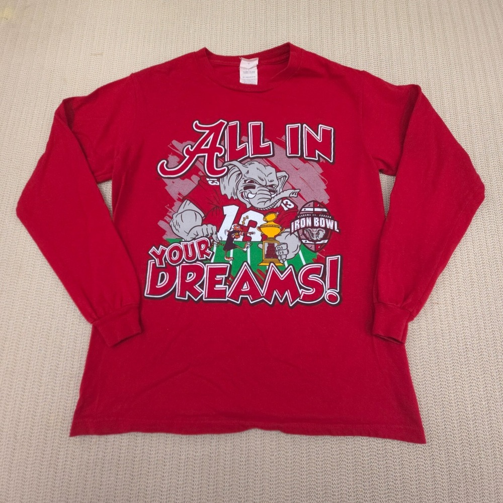 Alabama Crimson Tide Shirt Mens Small Red 2011 Iron Bowl Long Sleeve Graphic